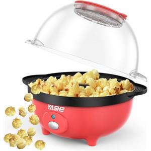 YASHE Macchina per popcorn, 650 W Elettrica Macchina Popcorn, Macchina Pop Corn Capacità di 3 L con Rivestimento Antiaderente, sana e con meno olio per le feste Cinematografiche