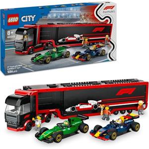 LEGO City Autotrasportatore F1 con Monoposto RB20 e AMR24 F1 - Camion Giocattolo da Costruire con 2 Modelli di Auto da Corsa dei team Red Bull e Aston Martin - Include 2 piloti e Simulatore 60445