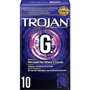 Trojan G Spot Preservativi a costine per massimizzare il suo piacere, con lattice di alta qualità, confezione da 10