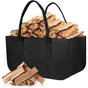 AiQInu Borsa in Feltro per Legna da Ardere Pieghevole Cesta Camino, 50x25x25cm Multifunzione Borsa Della Spesa Borsa di Stoccaggio Organizer per Caminetto Shopper Giornali Vestiti Giocattoli