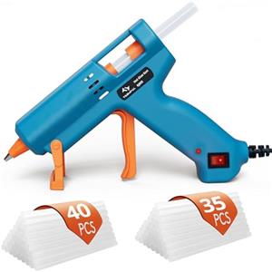 TILSWALL Pistola a Caldo, Pistola per Colla 50W con 75 PCS Pegamento Barras 7 * 130MM, Calentamiento Rápido, Sistema Termostatico, Punta de Precisión Antigoteo para la Escuela Arte de Bricolaje