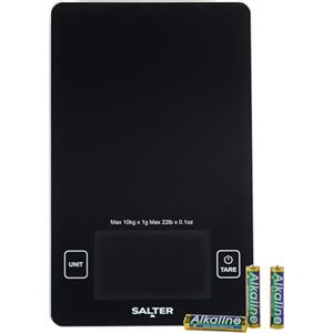Salter Bilancia da cucina ad alta capacità - Capacità 10 kg, ampio display digitale, funzione Aggiungi e Pesa zero, Misura liquidi, Piattaforma in vetro sottile, Bilancia per alimenti, SA00644FEU12