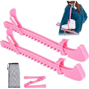 BOOSTEADY Paralame Pattini da Ghiaccio, Protezione Antiscivolo per Lame di Pattini per Pattinaggio su Ghiaccio, Pattini Artistici, con Spallacci, Rosa, 1 Paio