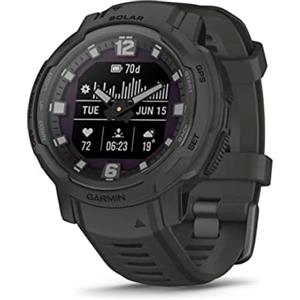 Garmin Instinct Crossover - Solar, Smartwatch ibrido, 45mm, Ricarica solare, Rugged design e Lancette Super-Luminova, Autonomia 70 giorni, +30 Sport, GPS, Cardio, SpO2, Activity Tracker (Graphite)