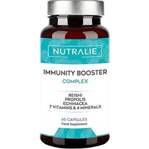 NUTRALIE DIFESE IMMUNITARIE ADULTI - Integratore di Vitamina C + Reishi + Propoli + Zinco + Selenio + Ferro - Multivitaminico & Minerali Concentrato - IMMUNITY BOOSTER | 60 Capsule Nutralie