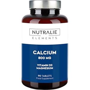 NUTRALIE CALCIO + Vitamina D3 + Magnesio - Alto Dosaggio per Ossa 800mg - Integratore Carbonato di Calcio - Calcium Complex 90 Compresse Nutralie