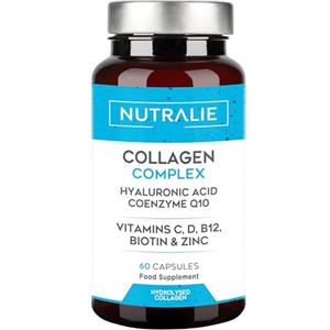 NUTRALIE Collagene e Acido Ialuronico - Integratore Collagen Idrolizzato Con Biotina, Vitamina C, Zinco e Q10 - Collagene Puro Integratore per Pelle, Ossa e Articolazioni - Collagen Complex 60 Capsule Nutralie