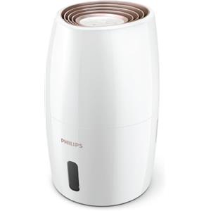 Versuni Umidificatore Philips Serie 2000, Umidificazione igienica NanoCloud, 99,97% meno batteri, 200 ml/h, Serbatoio da 2L, Ultra silenzioso (33 dB), 3 velocità, Modalità Auto e Notte, Bianco (HU2716/10)