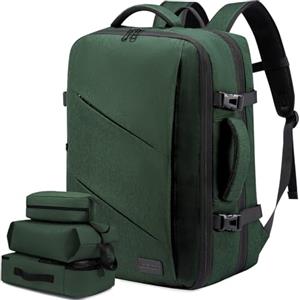 LOVEVOOK Zaino Da Viaggio Borse Da Cabina Aereo Per Easyjet Ryanair Bagaglio A Mano Uomo Donna Porta PC 17,3 Pollici 40 Litri Grande Trekking Travel Bag Verde Scuro