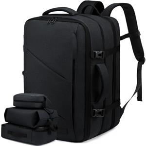 LOVEVOOK Zaino Da Viaggio Borse Da Cabina Per Easyjet Ryanair Zaino Aereo Bagaglio A Mano Uomo Donna Zaino Porta PC 18 Pollici Zaino 50 Litri Grande Trekking Travel Bag Zaino Nero