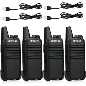 Retevis RT622 Walkie-talkie, Mini Ricetrasmittenti Walkie Talkie Professionali, PMR446, Squelch, VOX Radio bidirezionale, Portatile Ricaricabili per Hotel, Ristorant, Regalo (Nero, 2 Paio)