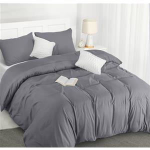 Utopia Bedding Copripiumino King Size - Microfibra Copripiumino 230x220cm + Federe 50x75cm - Grigio