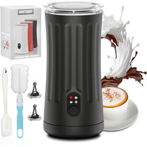 Ovetedot Montalatte Elettrico, Automatico 4 in 1 Cappuccinatore Elettrico, Schiuma di Latte Calda e Fredda, Montalatte Silenzioso per Caffè, Cappuccino, Macchiato, Cioccolata Calda, Nero Classico