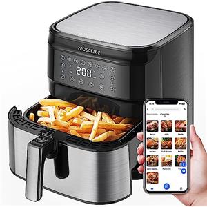 Proscenic T21 Friggitrice ad Aria, 5.5L Air Fryer Controllo con App & Alexa e Display LED Toccabile, Funzioni Timer/Preriscaldamento/Programmi/Senza BPA e PFOA per Patatine Fritte/Ali di Pollo/Pizza