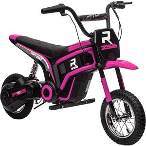 HOMCOM 24V Moto Elettrica per Bambini 8-12 Anni con Acceleratore Manuale, Mini Moto Cross Elettrica per Bambini con Sospensione, Luci e Suoni, 2 Velocità 8-16km/h e Ruote 30.5cm, Rosa