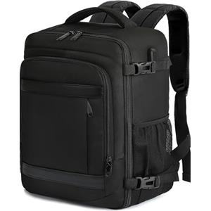 KLOSTAIN Zaino da Viaggio 55x40x20cm Zaino da Viaggio Aereo Bagaglio a Mano 44L Borsa da Cabina per Uomo e Donna Zaino da Viaggio Lavoro e Scuola Trekking,17.3 Pollici Zaino Porta PC Nero