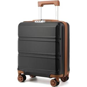 KONO Trolley Bagaglio a Mano 45x36x20cm Easyjet Valigia Piccola per Sotto il Sedile Valigia Rigida in ABS con 4 Ruote e TSA Lucchetto, Nero/Marrone