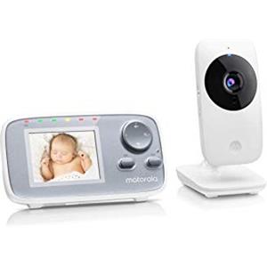 Motorola Nursery MBP 482 Video Baby Monitor - Telecamera Baby Monitor con Zoom - Display a colori da 2.4 pollici - Visione Notturna a Infrarossi e 300 Metri di Portata - Bianco