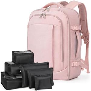 Lekespring Zaino da Viaggio Aereo (30L) per Ryanair,Zaino Viaggio Donne e Uomini,Borsa Cabina Bagaglio a Mano con 6 Sacchetti Organizzatori,Scuola Trekking Lavoro D'affari Casual,Rosa