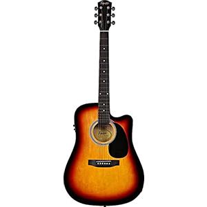 Fender SA-105CE, Dreadnought Cutaway, Chitarra Acustica Elettrificata, Marrone, Include lezioni virtuali gratuite su Fender Play
