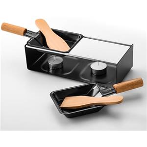TAMUME Set per fonduta di formaggio, 2 spatole e 2 padelle per formaggio