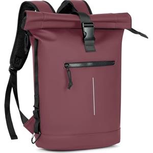 Lekeinchi Zaino Rolltop Uomo Donna Porta PC 17 Pollici | Zaino Impermeabile Uomo Donna - Rains Zaino Espandibile - Viaggio Casual Lavoro Università - Bordeaux
