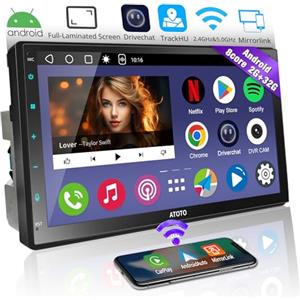 ATOTOEXCEL Autoradio 2 Din Android con Schermo - ATOTOEXCEL 8Core fully Laminato TouchScreen Auto Bluetooth, Android Auto Wireless & Carplay, Controllo Vocale, Navi GPS, A6PF No MiC (7 Pollici no Mic)