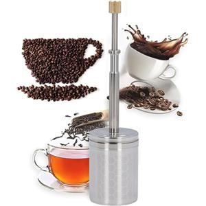 Tnfeeon Micro French Press Portatile in Acciaio Inossidabile, Filtro Riutilizzabile per caffè e tè, Filtro a Molla, Filtro a Stantuffo per caffè, per Birra Calda e Fredda
