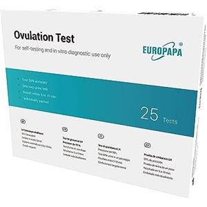 EUROPAPA® Healthcare Test di Ovulazione da 25 pezzi per l'ovulazione, test di fertilità per le donne, sensibilità da 25 mIU/Ml