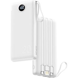 VRURC Power Bank 20000mAh, USB C PD 22.5W Caricatore Portatile Ricarica Ultra Rapida con 4 Cavi Ricarica Integrati, Powerbank Batteria LED Display con 4 Uscite & 2 Ingressi per Smartphone