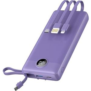 VRURC Power bank con Cavi Incorporati 20000mAh, PowerBank USB C a Ricarica Rapida da 22,5 W, Display LED Ricarica con 4 Uscite 2 Ingressi per iPhone 15/14/13/Pro, Samsung,Android-Viola