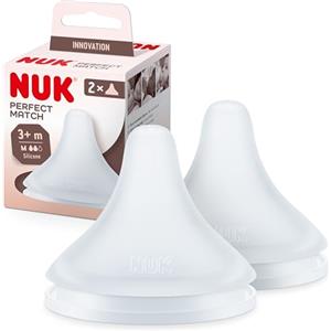 NUK Tettarelle per biberon Perfect Match | 3+ mesi | Si adatta al palato del bambino | Sfiato anti-colica | Senza BPA | Tettarella media in silicone per biberon | 2 pezzi