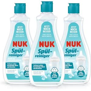 NUK Detergente per biberon NUK | 500 ml | Ideale per la pulizia di biberon, tettarelle e accessori per bambini | Detergente senza profumazione | pH neutro | Flacone 100% riciclabile | 3 pezzi