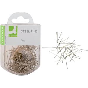 Q-Connect Spilli in Acciaio 30 mm - Scatola da 30 grammi con circa 450 Spilli