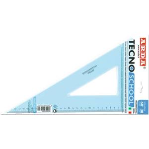 ARDA Squadra 60° in Polistirolo Termoresistente Azzurro Trasparente - Lunghezza 30 cm con Graduazione Incisa