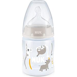 NUK First Choice+ biberon | 0-6 mesi | Controllo temperatura | Sfiato Anti-Colica | Senza BPA | 150 ml | Tettarella in silicone | Safari (neutro), 10215363