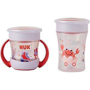 NUK Magic Cup & Mini Magic Cup - Set di bicchieri per imparare a bere, a prova di perdite, con bordo a 360°, 6 mesi, a prova di perdite e senza BPA, 160 ml e 230 ml, blu