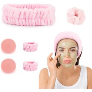 FIDWALL Set Di Spazzola Pulizia Viso,Viene Fornito Con 2 Silicone Spazzola Viso,1 Fascia Per Capelli,2 Di Braccialetti E 1 Elastico Per Capelli Per Massaggi,Trucco E Cura Della Pelle