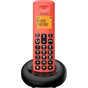 ALCATEL E260 - Telefono fisso cordless DECT - Design compatto - Grande display retroilluminato - Vivavoce - Funzione blocco chiamate indesiderate - Rosso