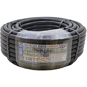 S&M 012419 - Tubo Polietilene irrigazione, 20 x 6 ATM - 50 m, Colore: Nero