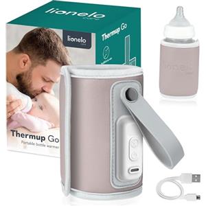 LIONELO Thermup Go Scaldabiberon portatile per mantenere la temperatura, Alimentato tramite il cavo USB Mantenere temperatura di latte e pappe neonato, Scaldabiberon auto, Senza BPA Piccolo e leggero