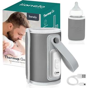 LIONELO Thermup Go Scaldabiberon portatile per mantenere la temperatura, Alimentato tramite il cavo USB Mantenere temperatura di latte e pappe neonato, Scaldabiberon auto, Senza BPA Piccolo e leggero