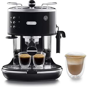 De'Longhi Icona Eco 311.BK Macchina da Caffè Espresso Manuale e Cappuccino, Caffè in Polvere o in Cialde E.S.E., 1000 W, Nero