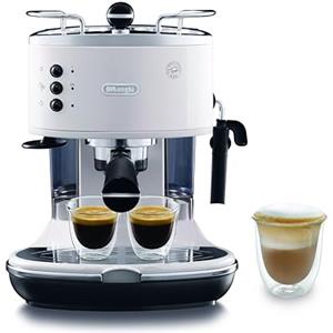 De'Longhi ICONA ECO311.W Macchina da Caffè Espresso Manuale e Cappuccino, in Polvere e Cialde E.S.E., Spegnimento Automatico, Serbatoio Estraibile da 1.4L, Potenza 1100W, Scaldatazze, Bianco