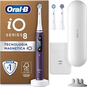 Oral-B Spazzolino Elettrico Ricaricabile iO 8 Viola, 3 Testine Di Ricambio, 1 Custodia Da Viaggio. 1 Spazzolino