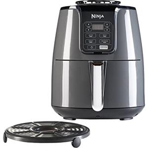 Ninja friggitrice ad aria, 3.8L, 4 in 1, digitale, cottura senza olio, frigge, arrostisce, disidrata, cestello antiaderente lavabile in lavastoviglie, 2-4 portate, grigio/nero, AF100EU