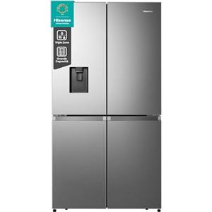 Hisense RQ758N4SWSE Frigorifero Quattro Porte Americano, Grande capacità 606 litri, Finitura Inox, Total No Frost, Classe E, Motore Inverter, Metal Cooling, Convert Zone, WiFi