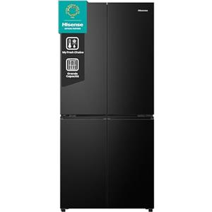 Hisense RQ5P470SAFE, Frigorifero Americano Quattro Porte, Classe E, Black Inox, Total No Frost, WiFi, Metal cooling, Zona convertibile, 483 litri, Controllo elettronico touch