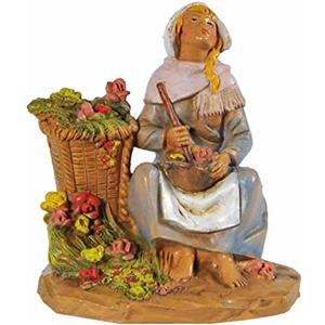 Fontanini STATUINA PASTORELLA con Vaso di Profumo 12CM in Resina PRESEPE (F-100)