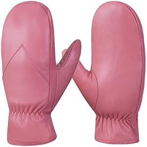 MGGMOKAY guanti da donna in pelle Guanti caldi invernali,Rosa,S